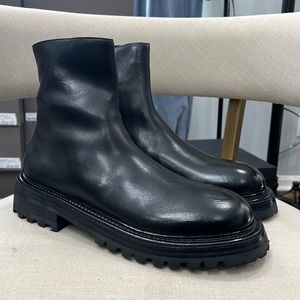 Marsell Carrucola Side Zip Combat Boot Black Leather